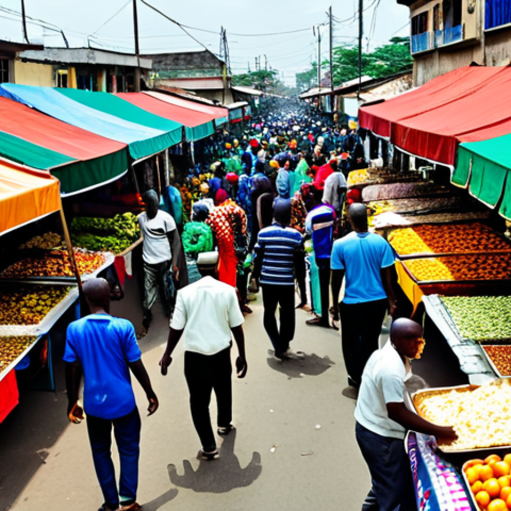 나이지리아에서 살기 좋은 지역 - **Lagos: Balogun Market Buzz**
A highly dynamic and vibrant street photography scene capturing t...