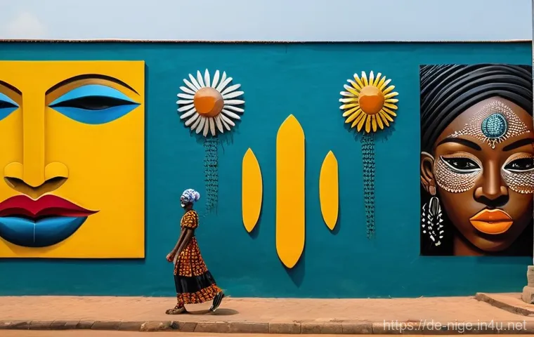 라고스 유명 관광지 - **A vibrant and bustling market scene in Lagos, Nigeria.** The image should capture a "sea of colors...