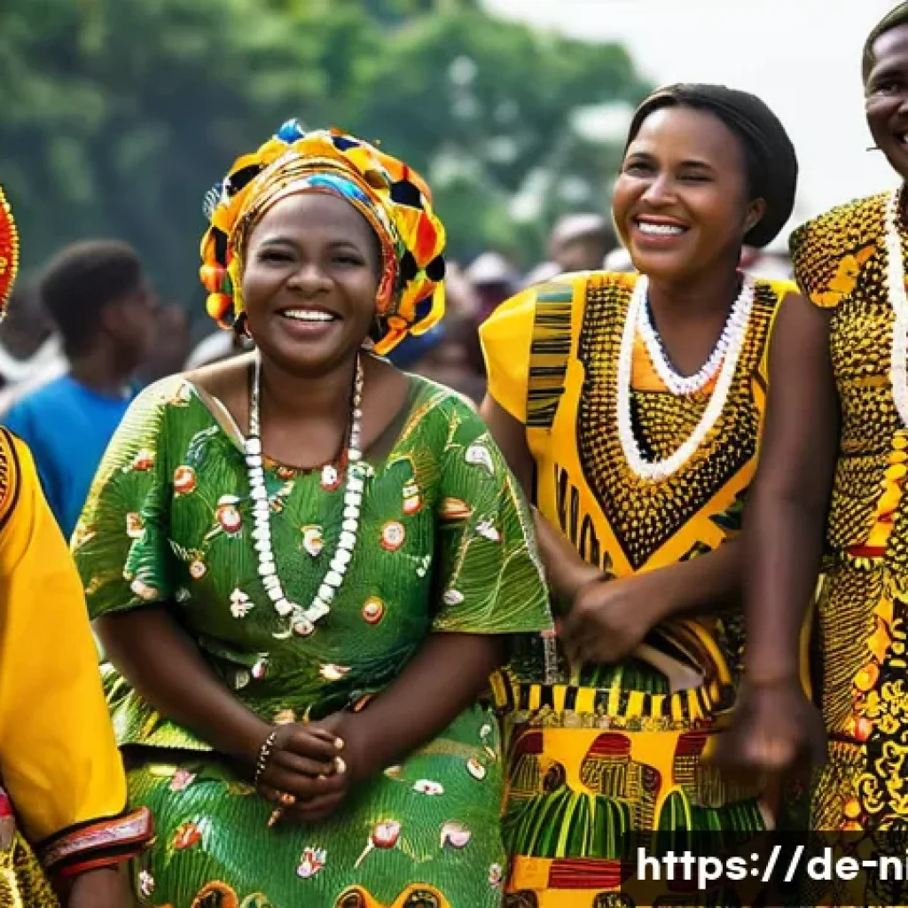 나이지리아에서 커뮤니티 활동 - **Vibrant Nigerian Festival Scene:**
A dynamic and highly detailed scene capturing the essence o...