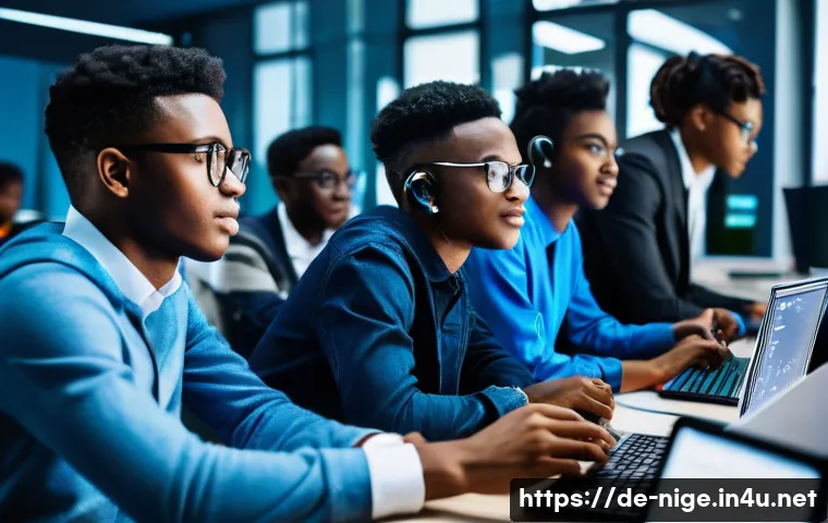 나이지리아의 대학교별 인기 학과 - **Prompt for Technology Studies:**
    "A diverse group of young Nigerian university students, aged ...